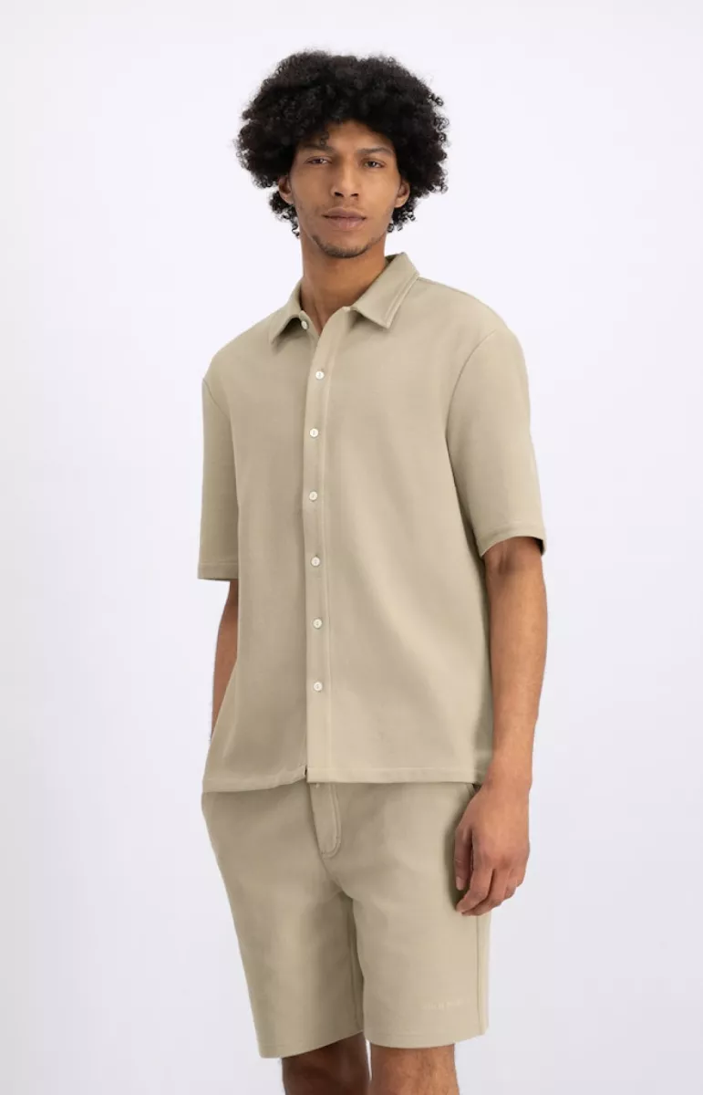 Law of the Sea-Bermuda structured shirt-10179-703 feather grey-DONKER GRIJS/GRAFIET