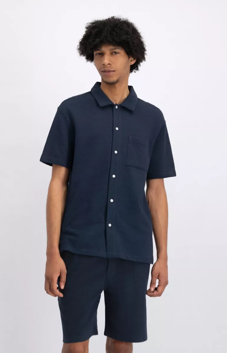 Law of the Sea-Carpo terry resort shirt-10164-301 sky captain-NAVY