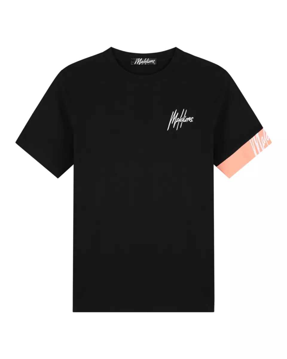 MALELIONS-Malelions men captain t-shirt 2.0-MM1-HS25-01-113 Black coral-ZWART