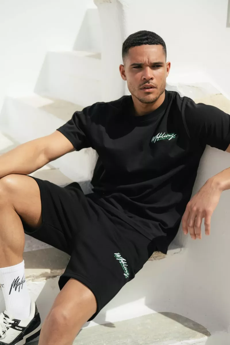 MALELIONS-Malelions men iconic shorts-MM1-HS25-29-920 Black green-ZWART