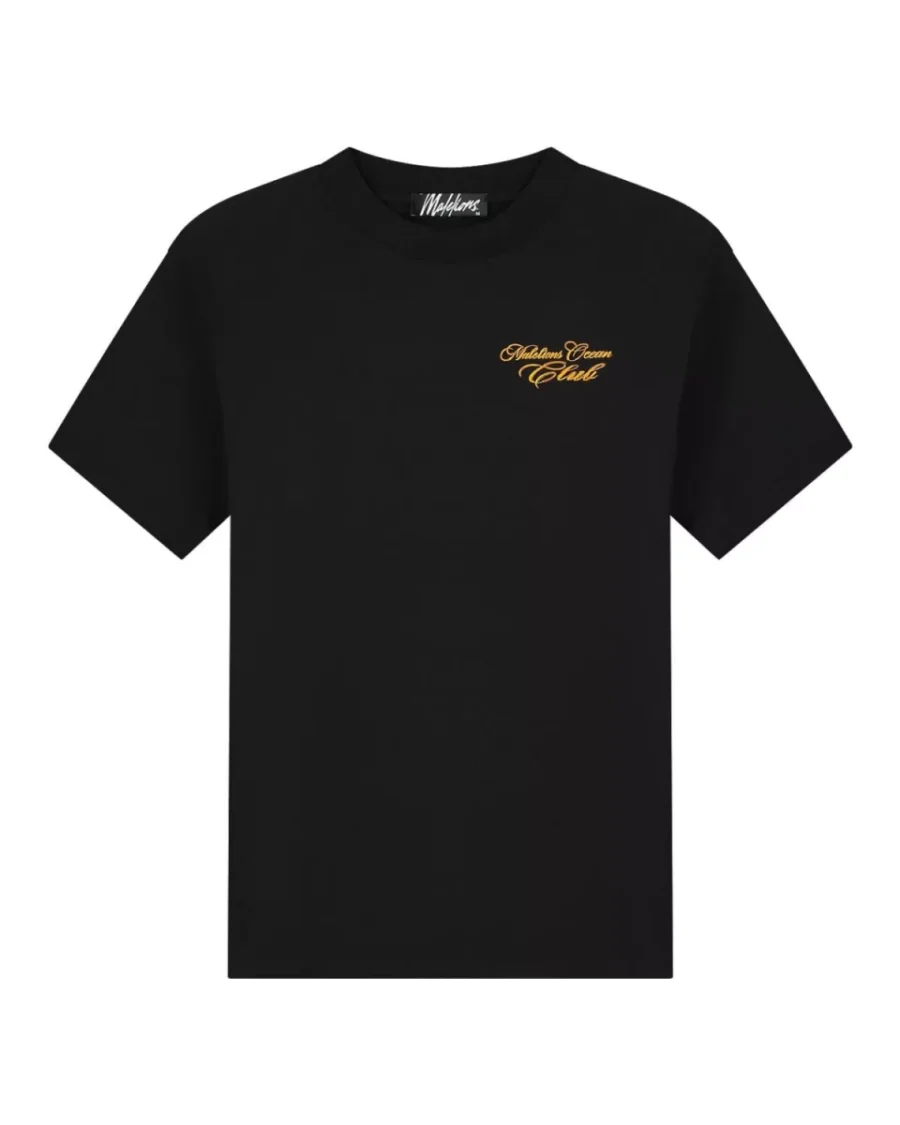 MALELIONS-Malelions men ocean club t-shirt-MM1-HS25-30-900 Black-ZWART