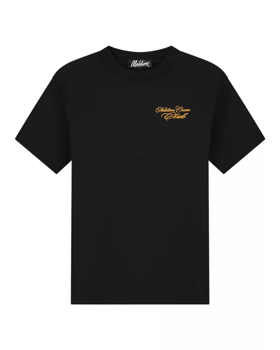 MALELIONS-Malelions men ocean club t-shirt-MM1-HS25-30-900 Black-ZWART