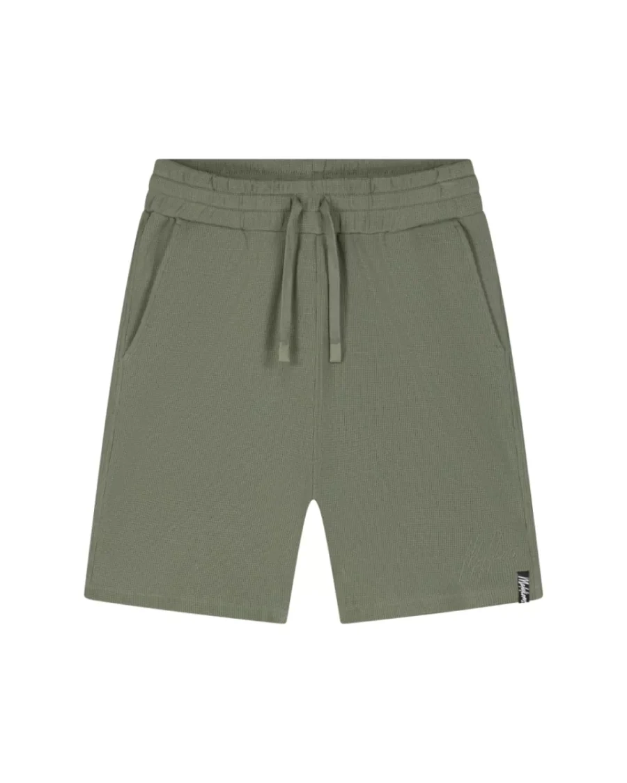 MALELIONS-Malelions men signature waffle short-MM2-SS25-34-955 Musk green-GROEN