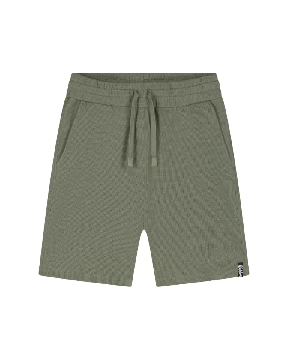 MALELIONS-Malelions men signature waffle short-MM2-SS25-34-955 Musk green-GROEN