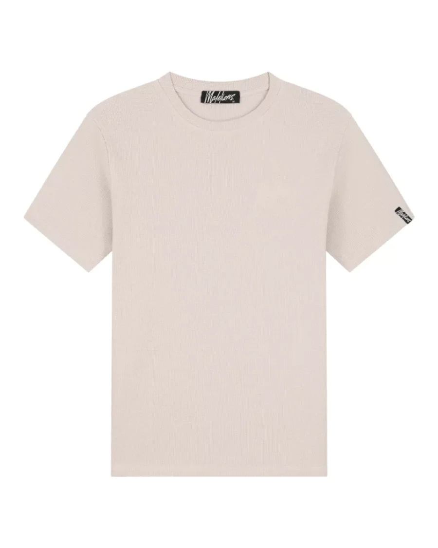 MALELIONS-Malelions men signature waffle t-shirt-MM2-SS25-33-120 Beige-BEIGE