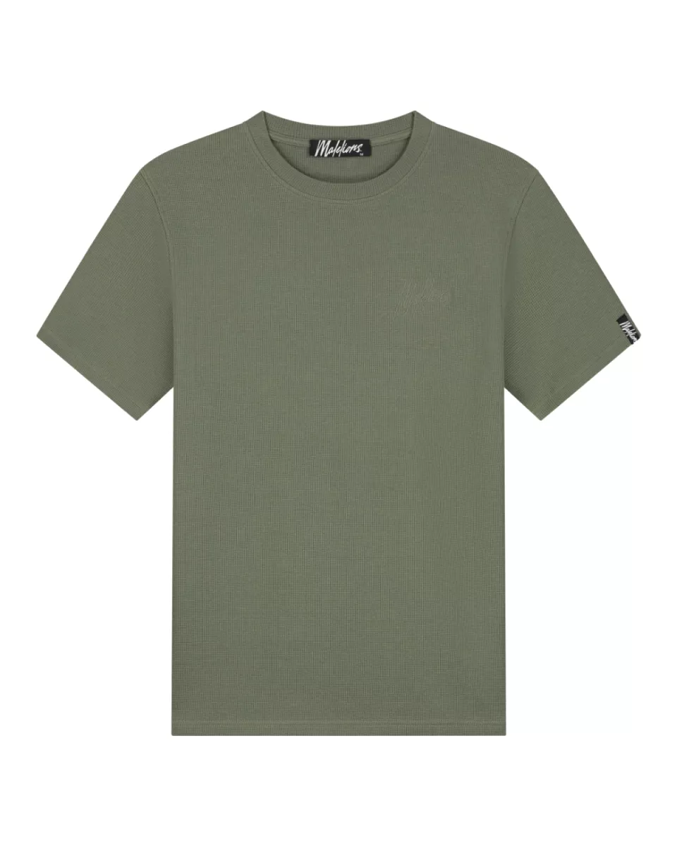 MALELIONS-Malelions men signature waffle t-shirt-MM2-SS25-33-955 Musk green-GROEN