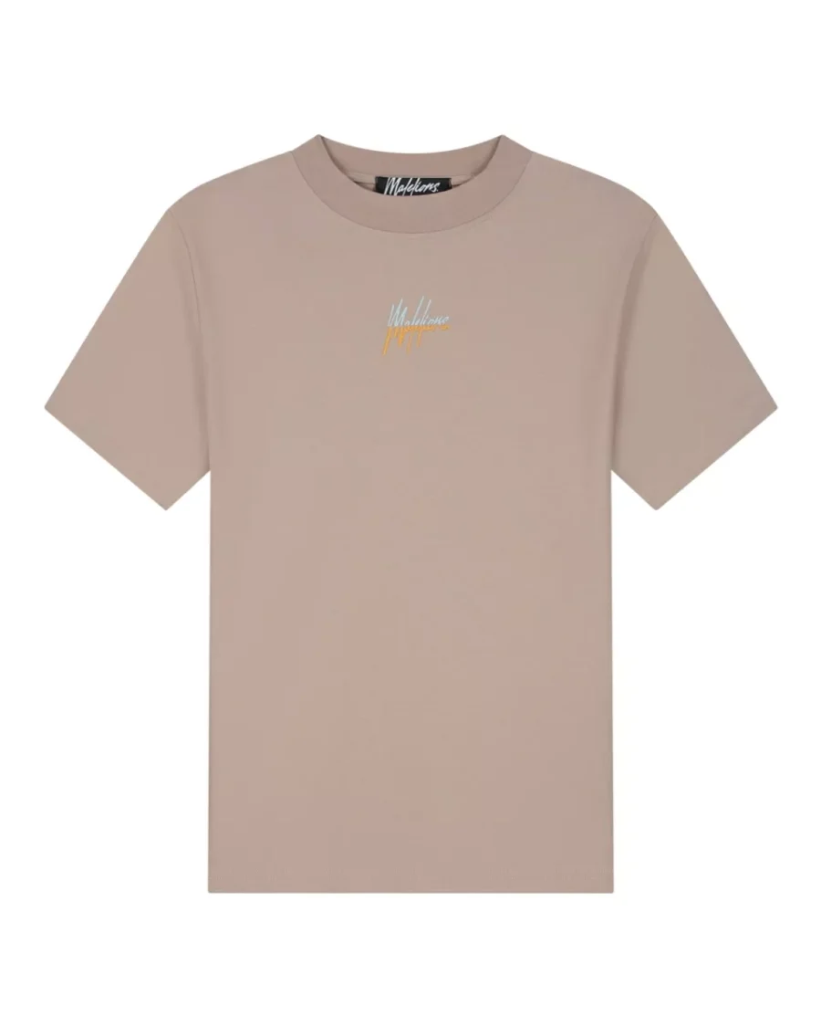 MALELIONS-Malelions men splint t-shirt-MM1-HS25-19-731 Taupe dusty turquoise-TAUPE