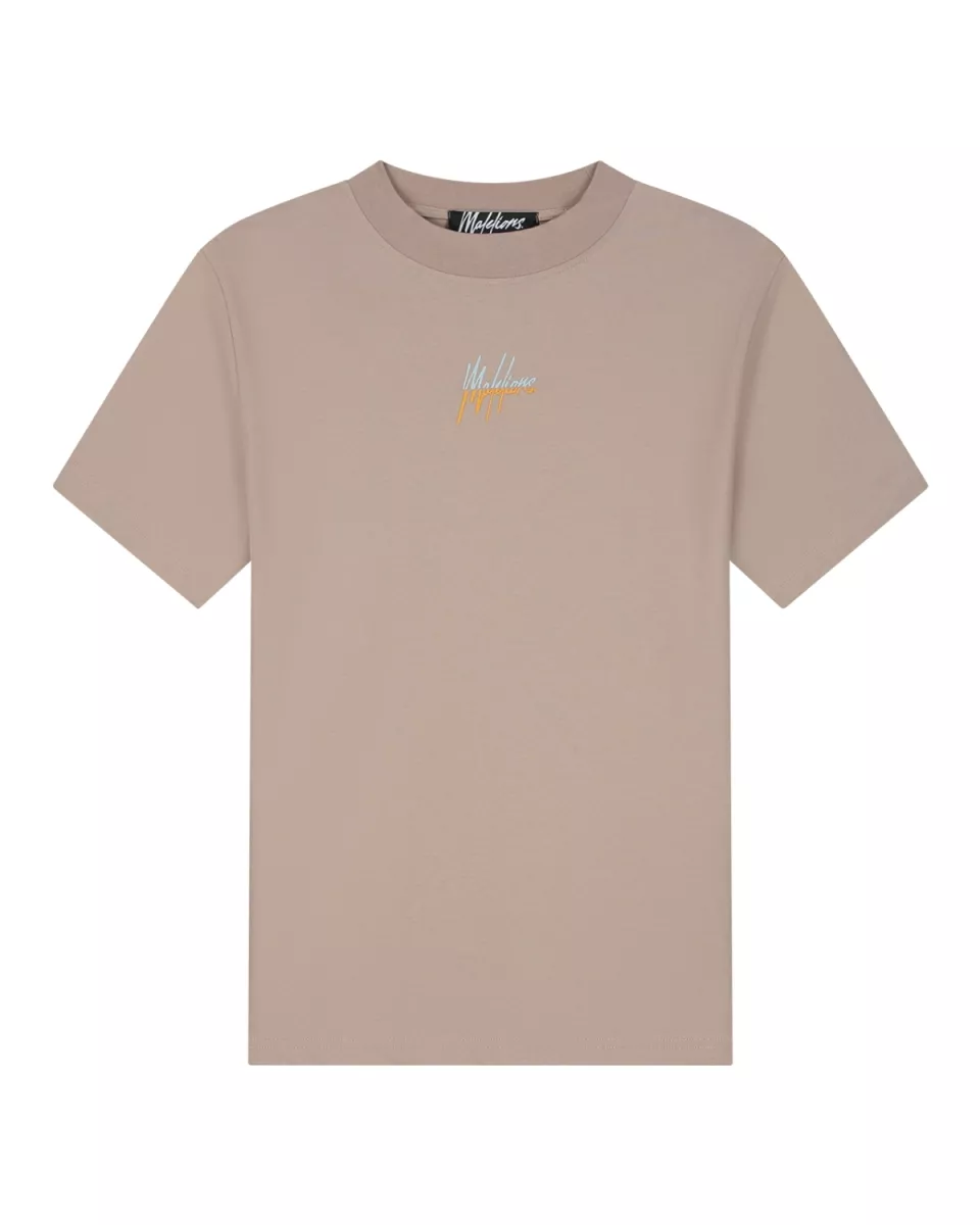 MALELIONS-Malelions men splint t-shirt-MM1-HS25-19-731 Taupe dusty turquoise-TAUPE