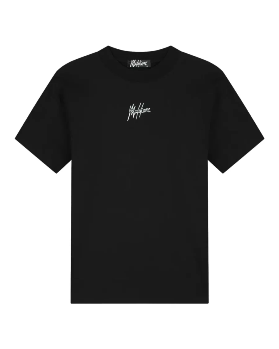 MALELIONS-Malelions men splint t-shirt-MM1-HS25-19-735 Black dusty turquoise-ZWART