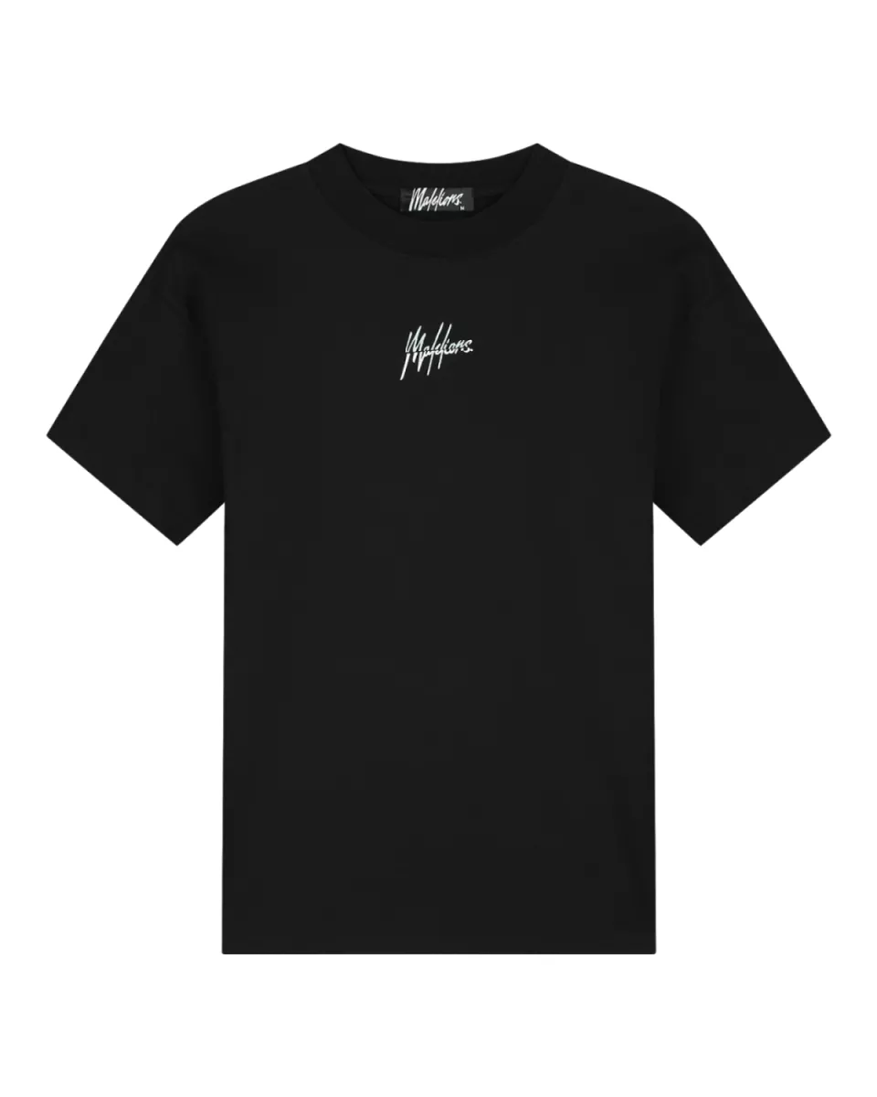 MALELIONS-Malelions men splint t-shirt-MM1-HS25-19-735 Black dusty turquoise-ZWART