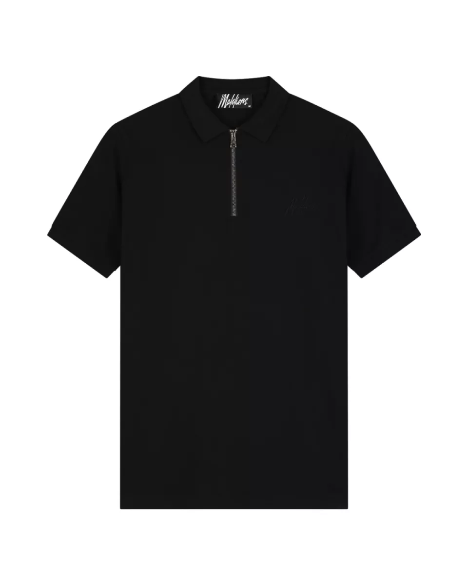 MALELIONS-Malelions men zip polo-MM1-HS25-41-900 Black-ZWART