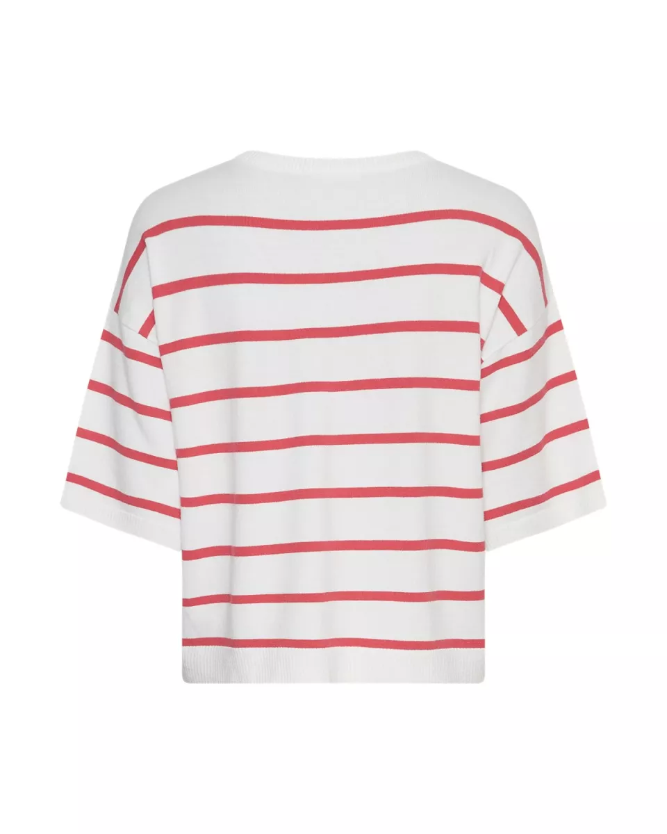 MOSS COPENHAGEN-Geanine Rachelle 2/4 Pullover-18444-Egret Rose Red-ROOD COMBINATIES