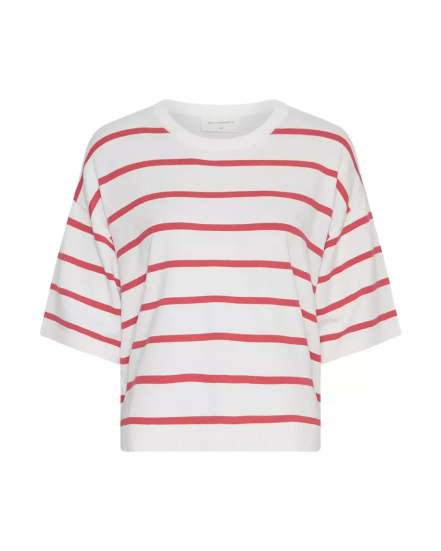 MOSS COPENHAGEN-Geanine Rachelle 2/4 Pullover-18444-Egret Rose Red-ROOD COMBINATIES