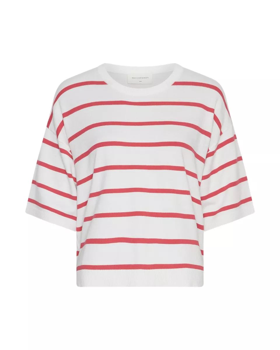 MOSS COPENHAGEN-Geanine Rachelle 2/4 Pullover-18444-Egret Rose Red-ROOD COMBINATIES