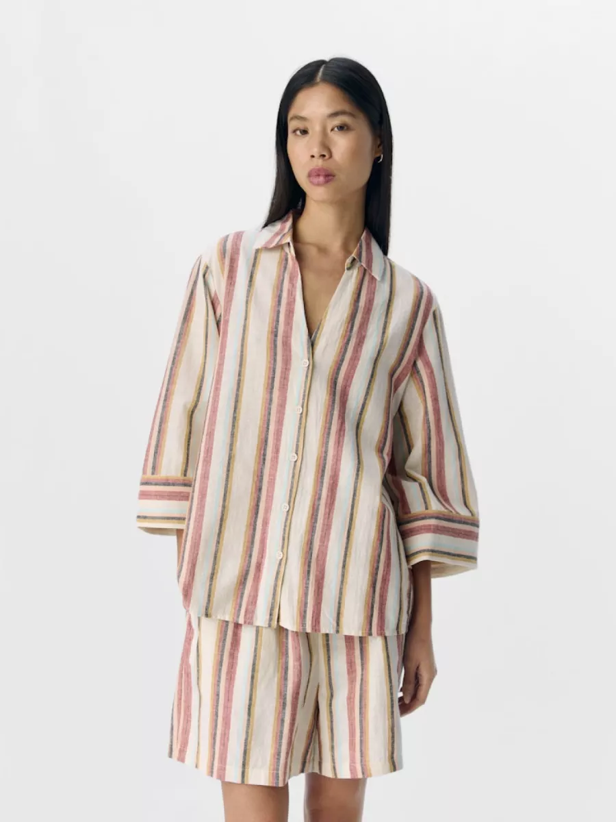 OBJECT-OBJKAREN LO 3/4 FLARED SHIRT 139-23046853-Sandshell-ZAND
