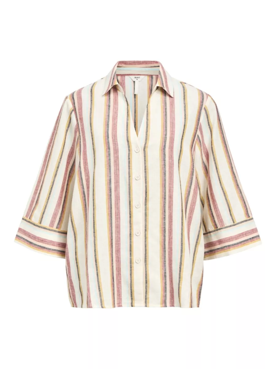 OBJECT-OBJKAREN LO 3/4 FLARED SHIRT 139-23046853-Sandshell-ZAND