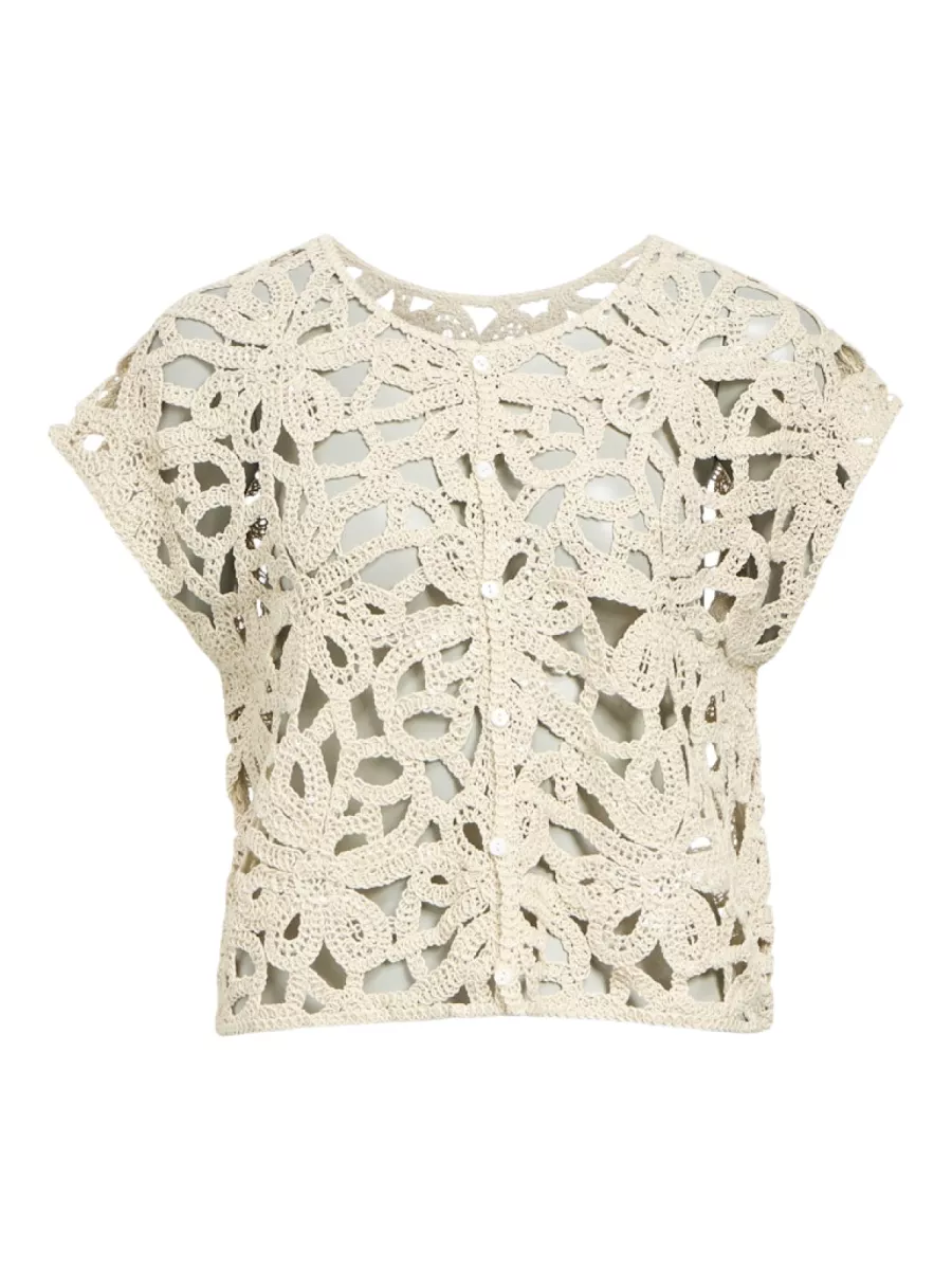 OBJECT-OBJKRISTI RE S/L KNIT TOP CC2 SS-23045740-Sandshell-ZAND