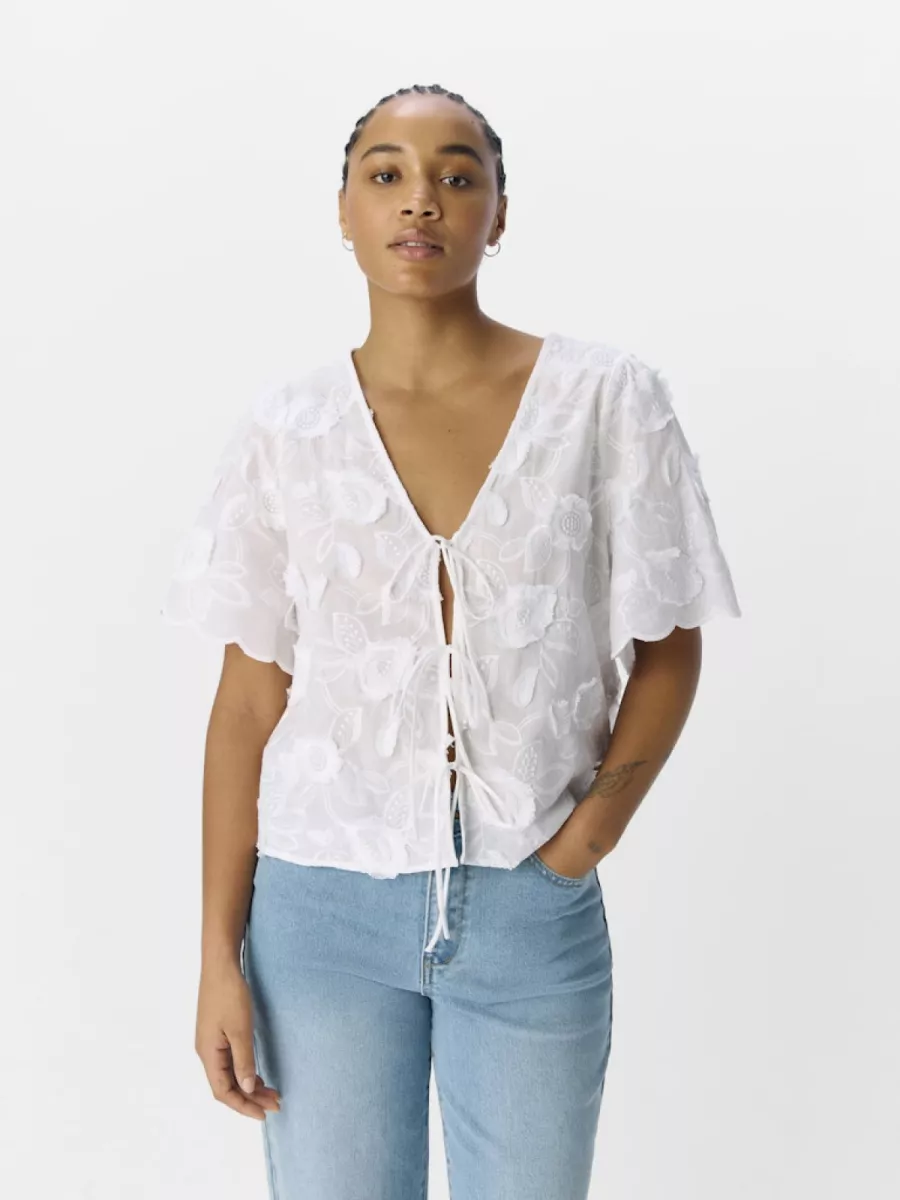 OBJECT-OBJMINI RE S/S V-NECK TOP 139-23047079-White-WIT