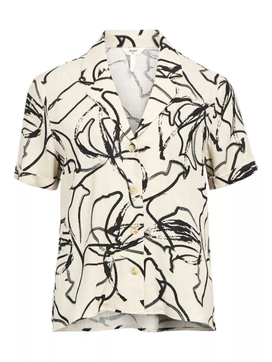 OBJECT-OBJSANNE S/S SHIRT AOP NOOS-23046486-Sandshell-ZAND