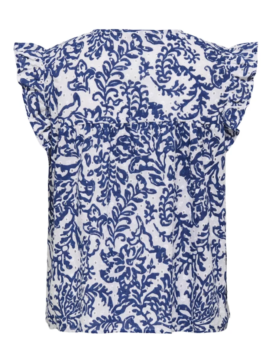 ONLY-ONLAMANDA CHANEE CAP EMB TOP WVN-15350007-Estate Blue-CREME