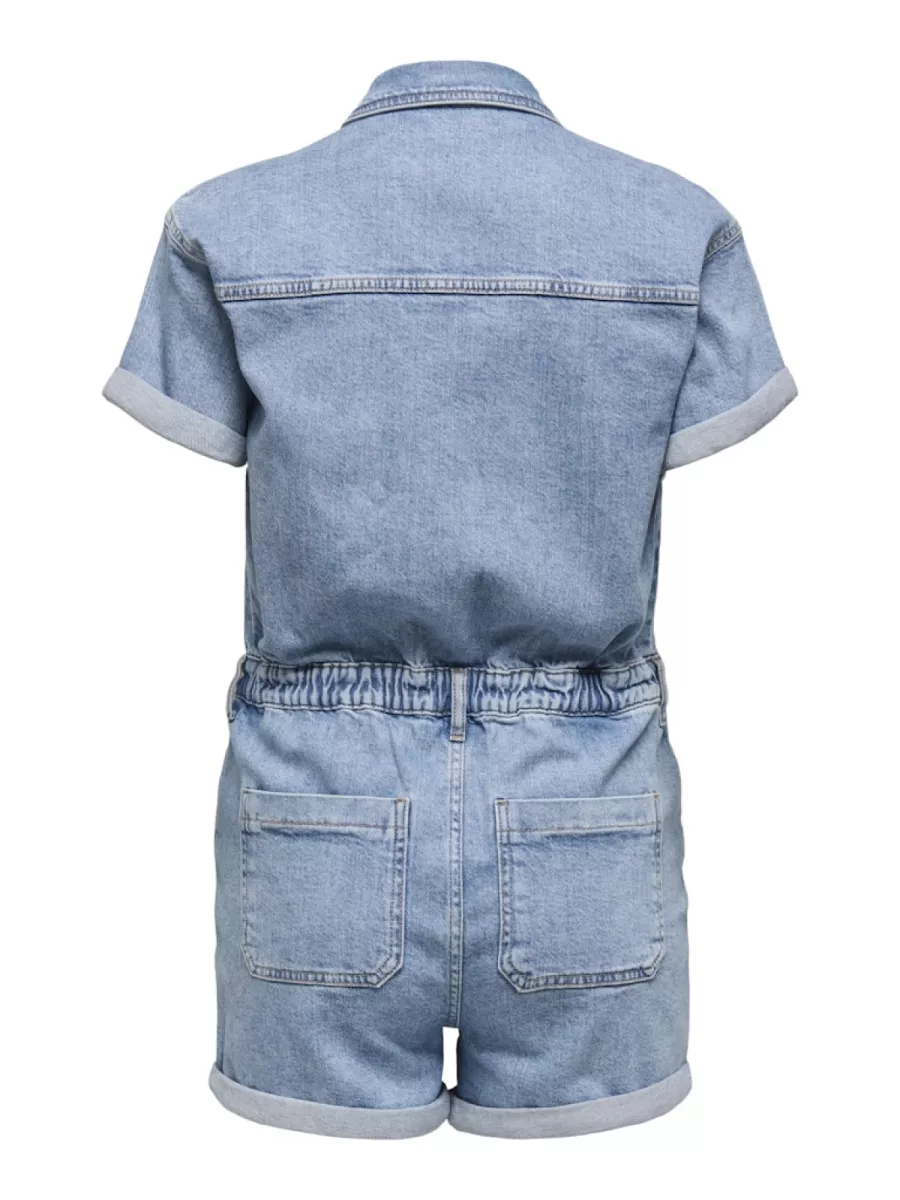 ONLY-ONLCASTEL S/S DNM PLAYSUIT AZG-15344704-Light Blue Denim-LICHT DENIM