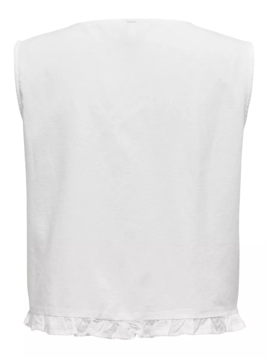 ONLY-ONLJAKIRI LINEN S/L EMB VEST PTM-15346503-Bright White-WIT