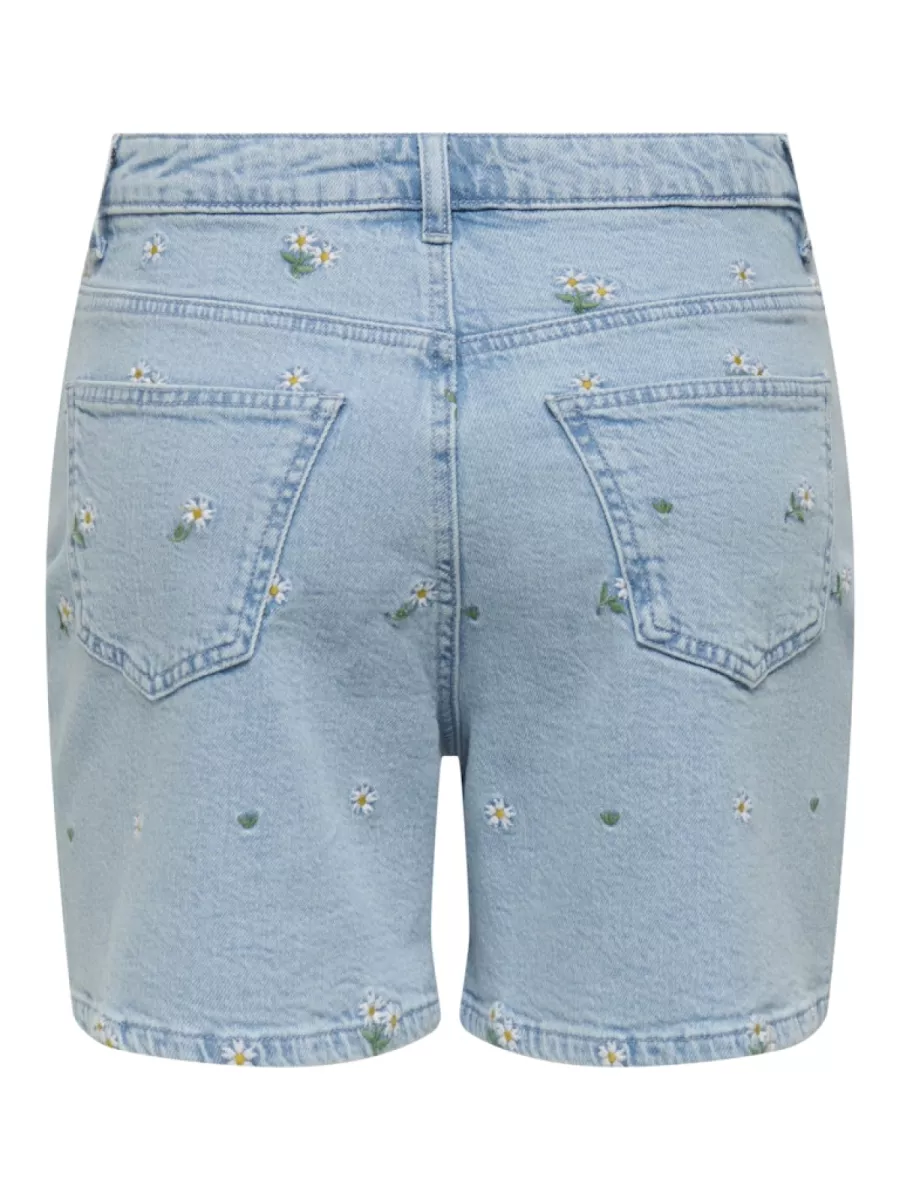 ONLY-ONLJOSEPHINE STRETCH SHORTS EMB DNM-15357588-Light Blue Denim-LICHT DENIM