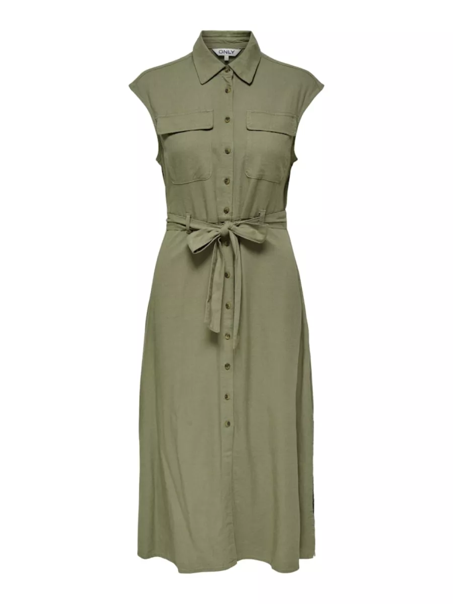 ONLY-ONLLIMA S/L LINEN BL LONG BELT DRES-15348677-Mermaid-ZEE GROEN