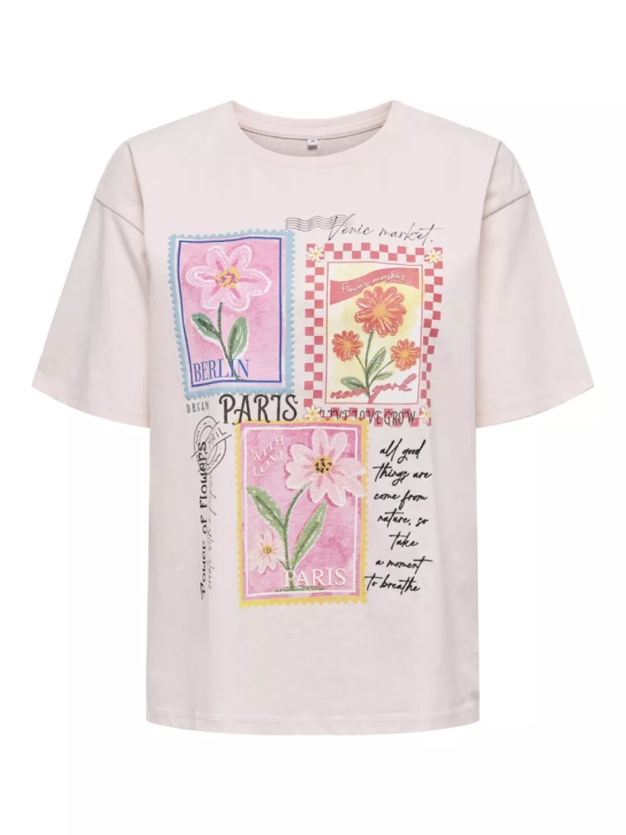 ONLY-ONLMAYA FLOWER S/S TEE BOX JRS-15367841-Icy Pink-PINK