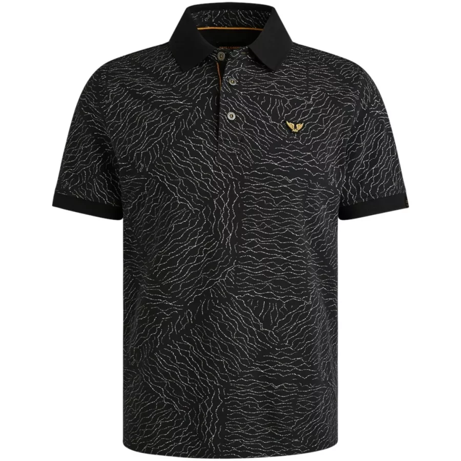 PME LEGEND-Short sleeve polo fine pique aop-PPSS2505859-5281 Salute-BLUE