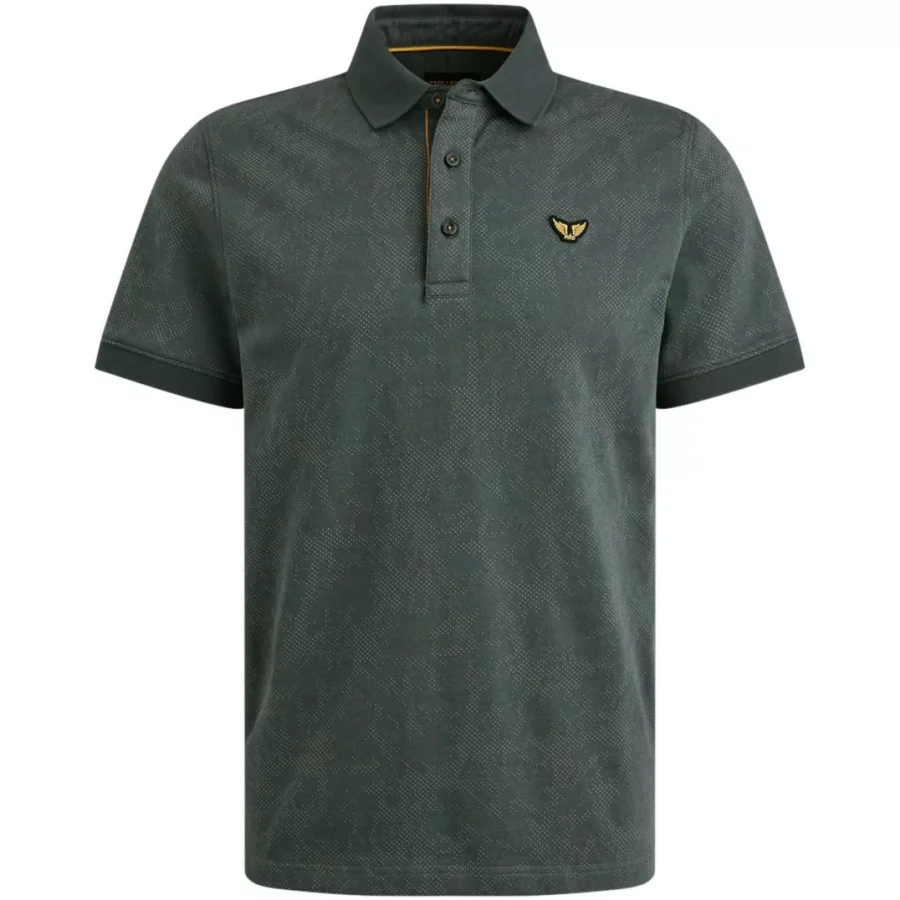 PME LEGEND-Short sleeve polo fine pique aop-PPSS2505860-9076 Dark slate-GRIJS