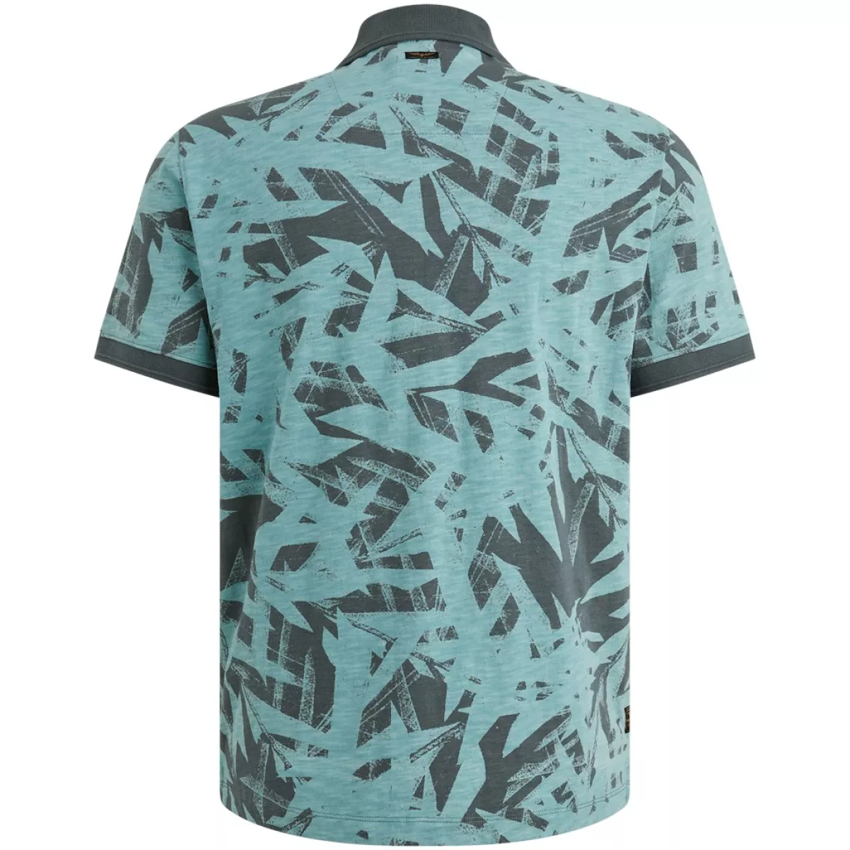 PME LEGEND-Short sleeve polo slub jersey prin-PPSS2505871-9076 Dark slate-GRIJS