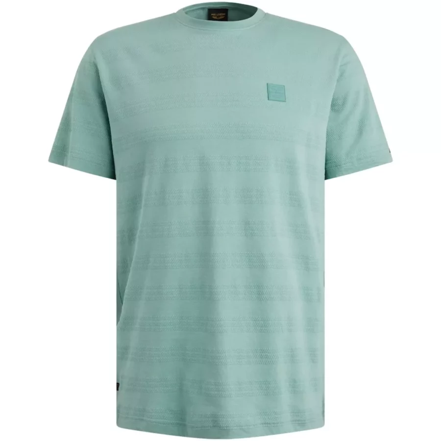 PME LEGEND-Short sleeve r-neck jacquard strip-PTSS2505573-5149 Cameo blue-BLAUW