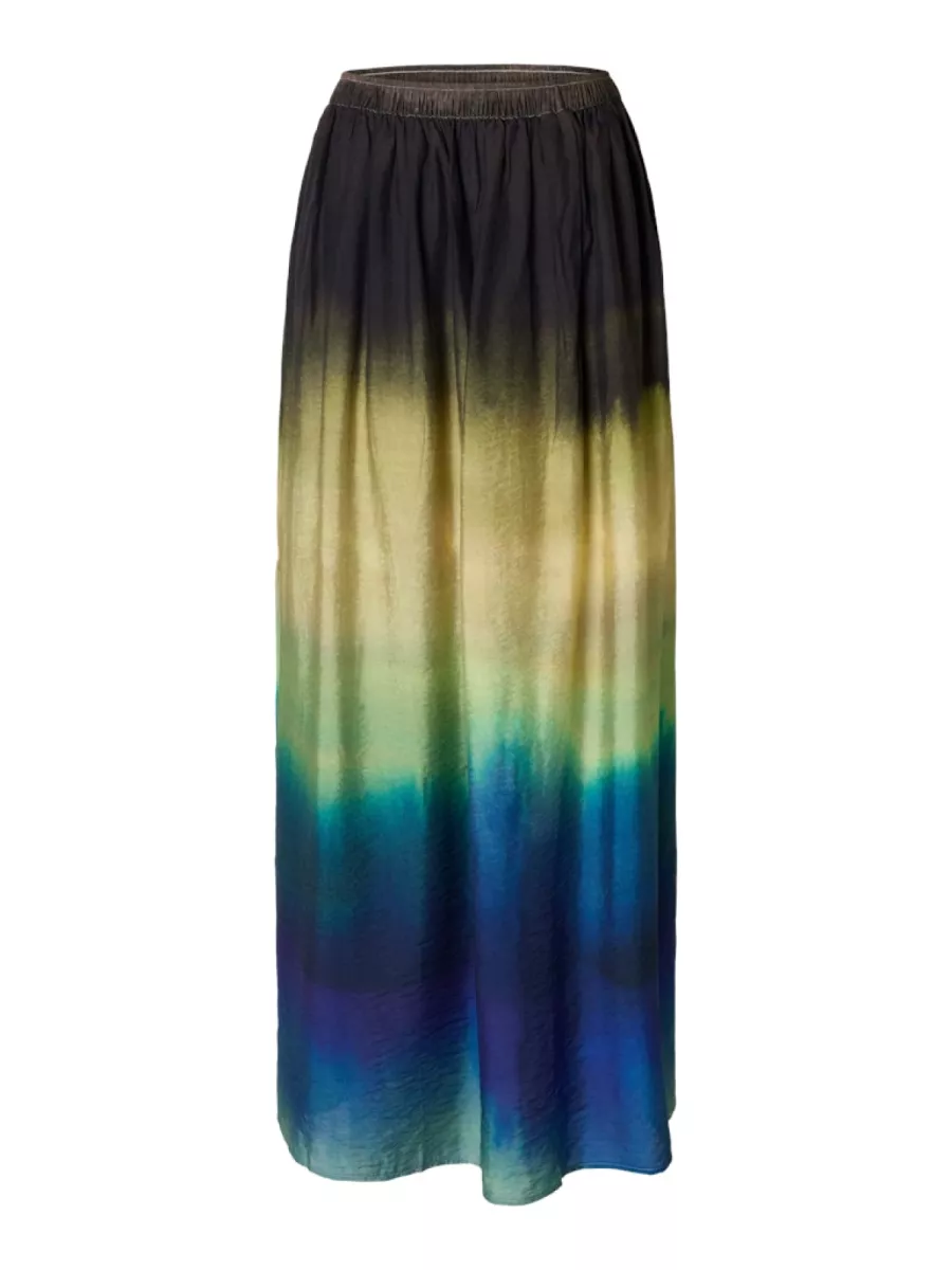 Selected Femme-SLFVILMI HW AOP MAXI SLIT SKIRT B-16097918-Chestnut-MULTICOLOR