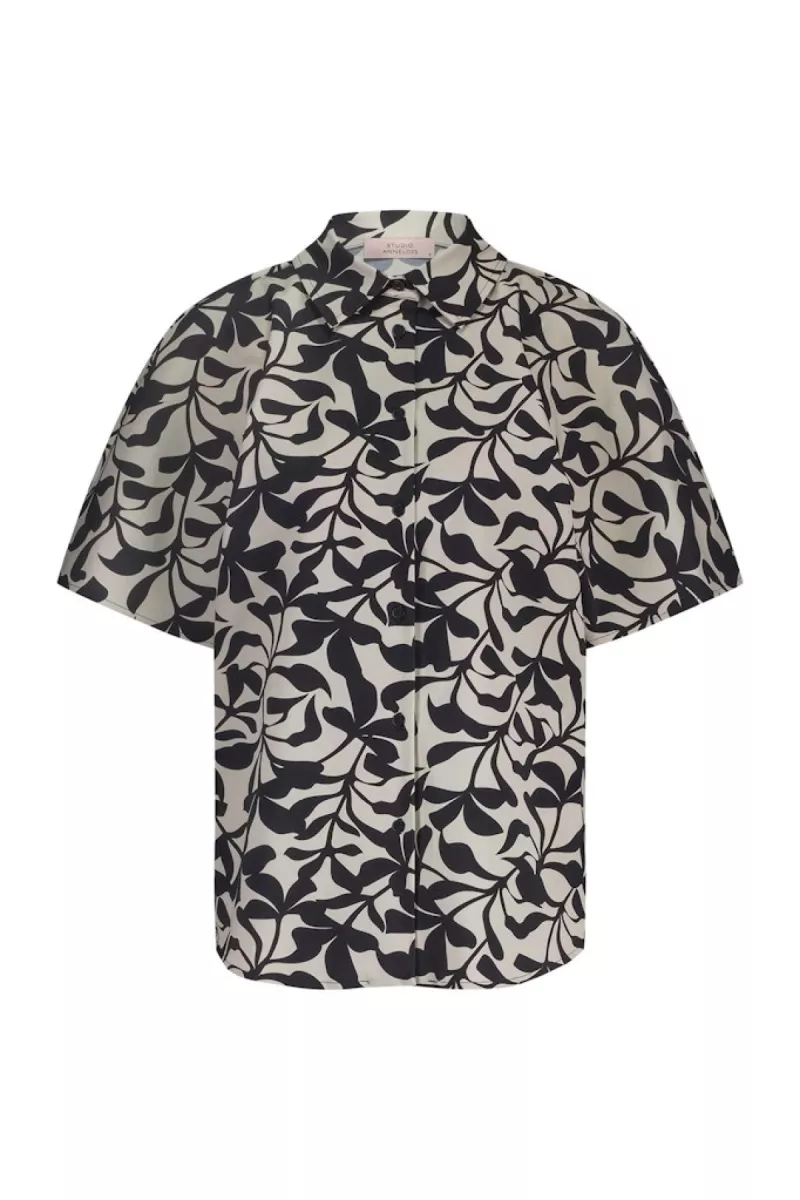 STUDIO ANNELOES-Barb leafs blouse-12778-1469 kit/dark blue-CREME