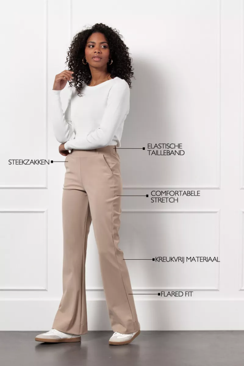 STUDIO ANNELOES-Flair bonded trousers-94800-2200 Latte-CAFE
