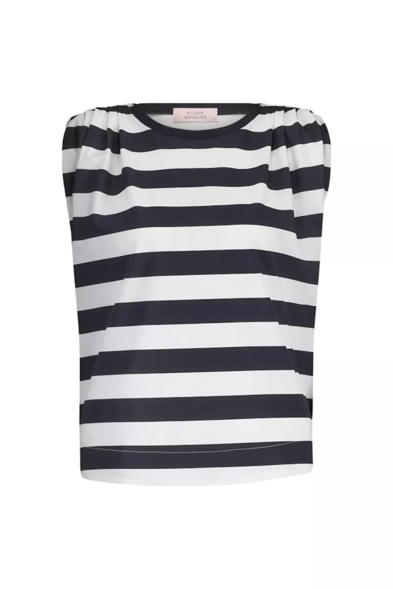 STUDIO ANNELOES-Leona stripe top-12805-6911 dark blue/off white-DONKER BLAUW