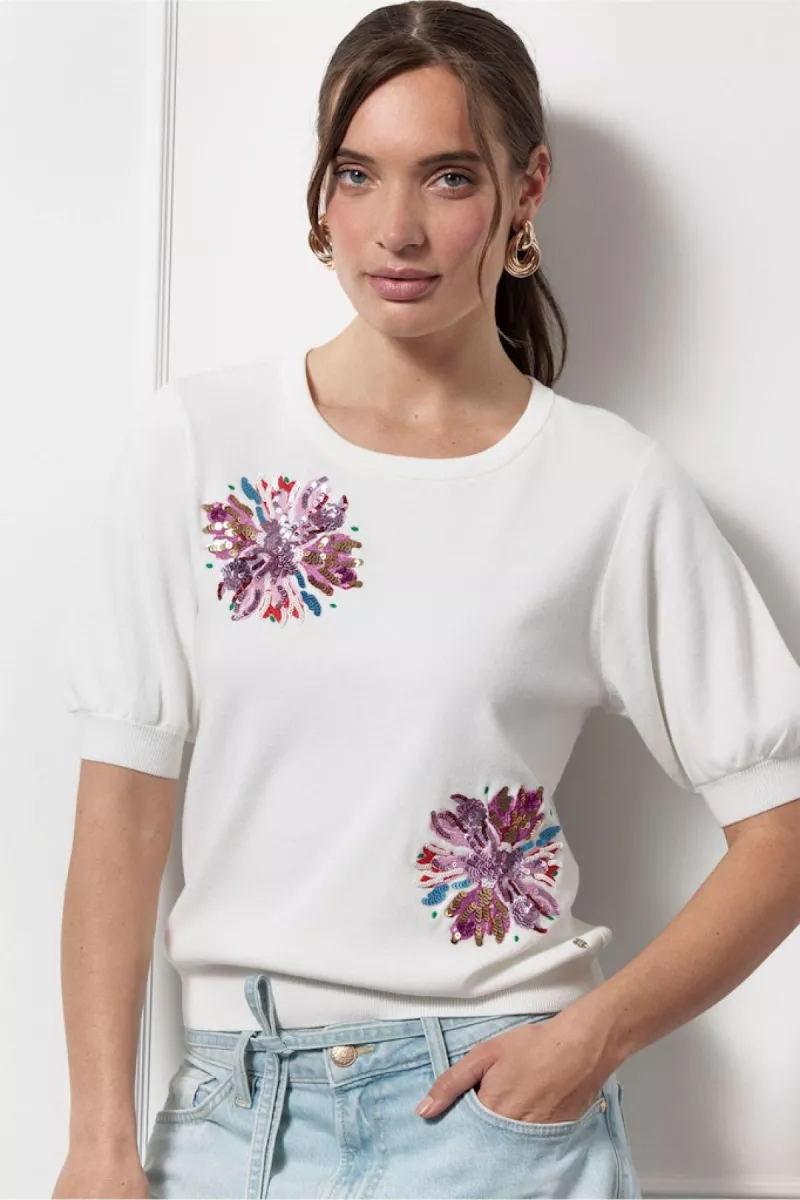STUDIO ANNELOES-Omira flower pullover-12827-1100 off white-OFF WHITE