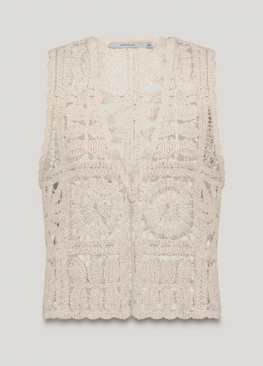 Summum-Gilet flower crochet knit-7s7921-70021-122 Ivory-IVOOR