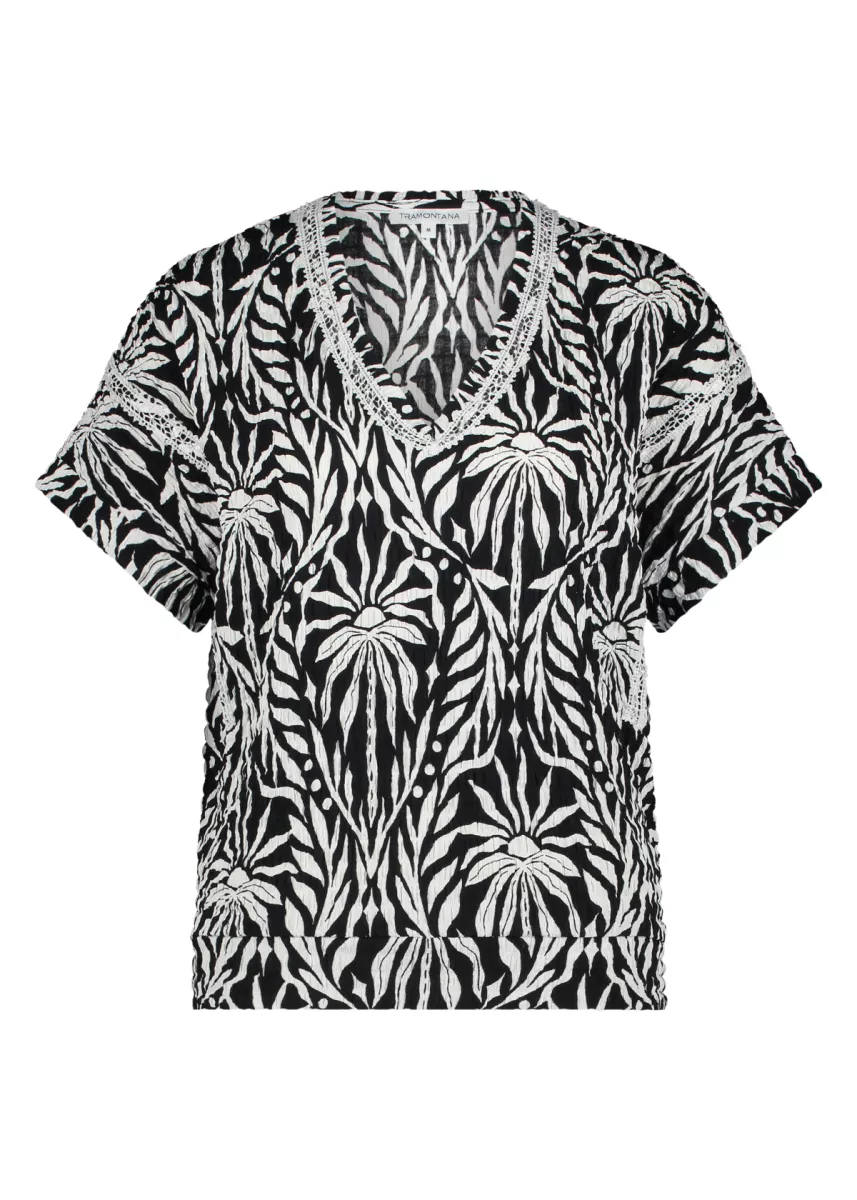 TRAMONTANA-Blouse KM-K04-16-401-009998-ZWART COMBINATIES
