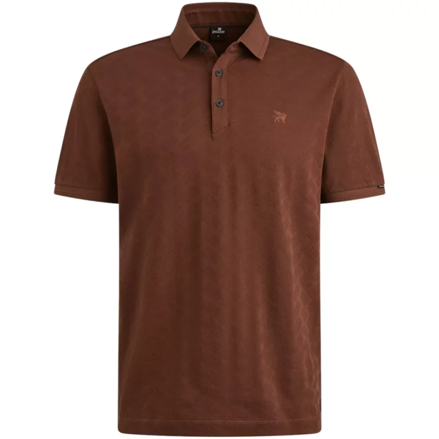 Vanguard-Short sleeve polo jacquard merceri-VPSS2505879-8252 Chocolate fondant-BRUIN