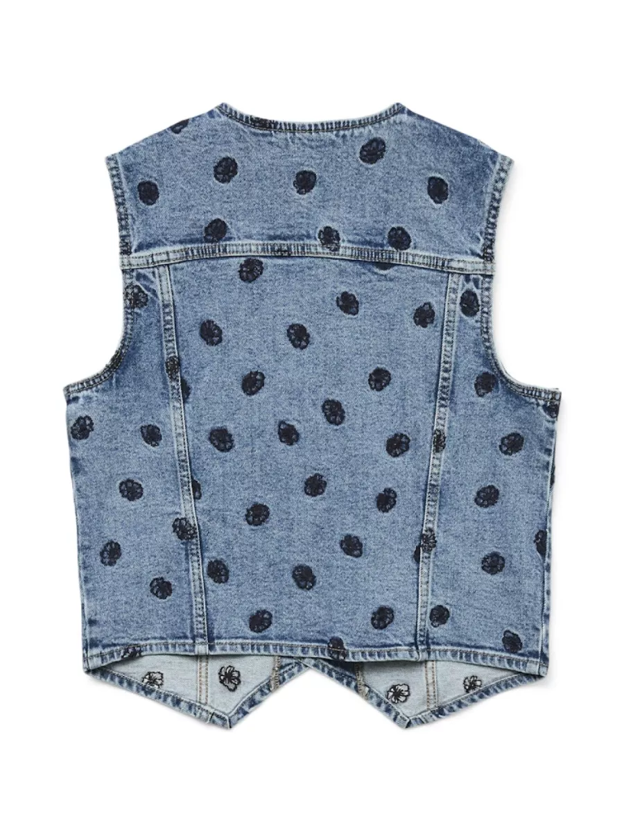 VERO MODA-VMALINA SL DENIM WAISTCOAT VI3495-10330443-Medium Blue Denim-MIDDEN DENIM