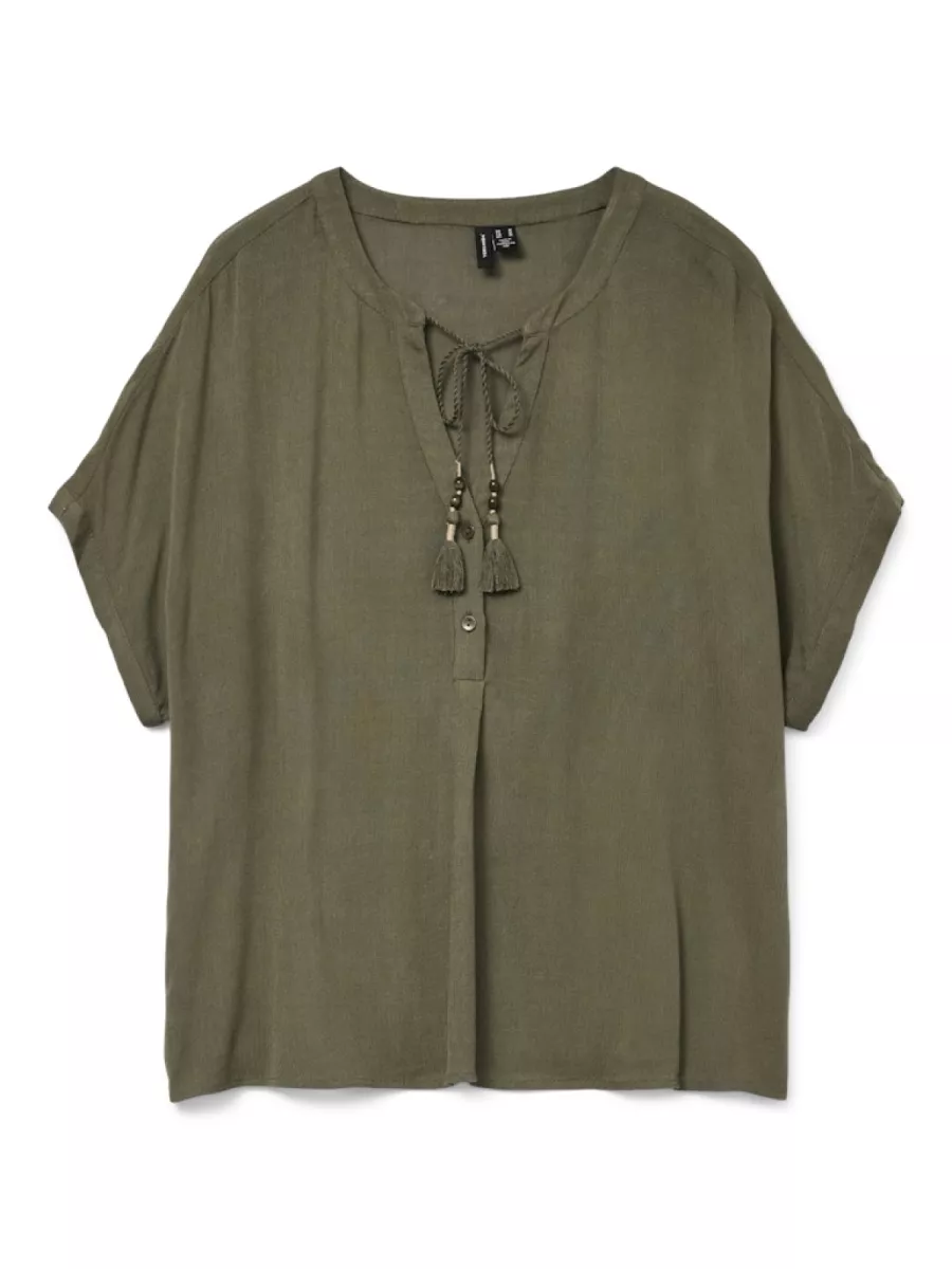 VERO MODA-VMBENTE SS WIDE TOP WVN GA-10329387-Kalamata-GROEN