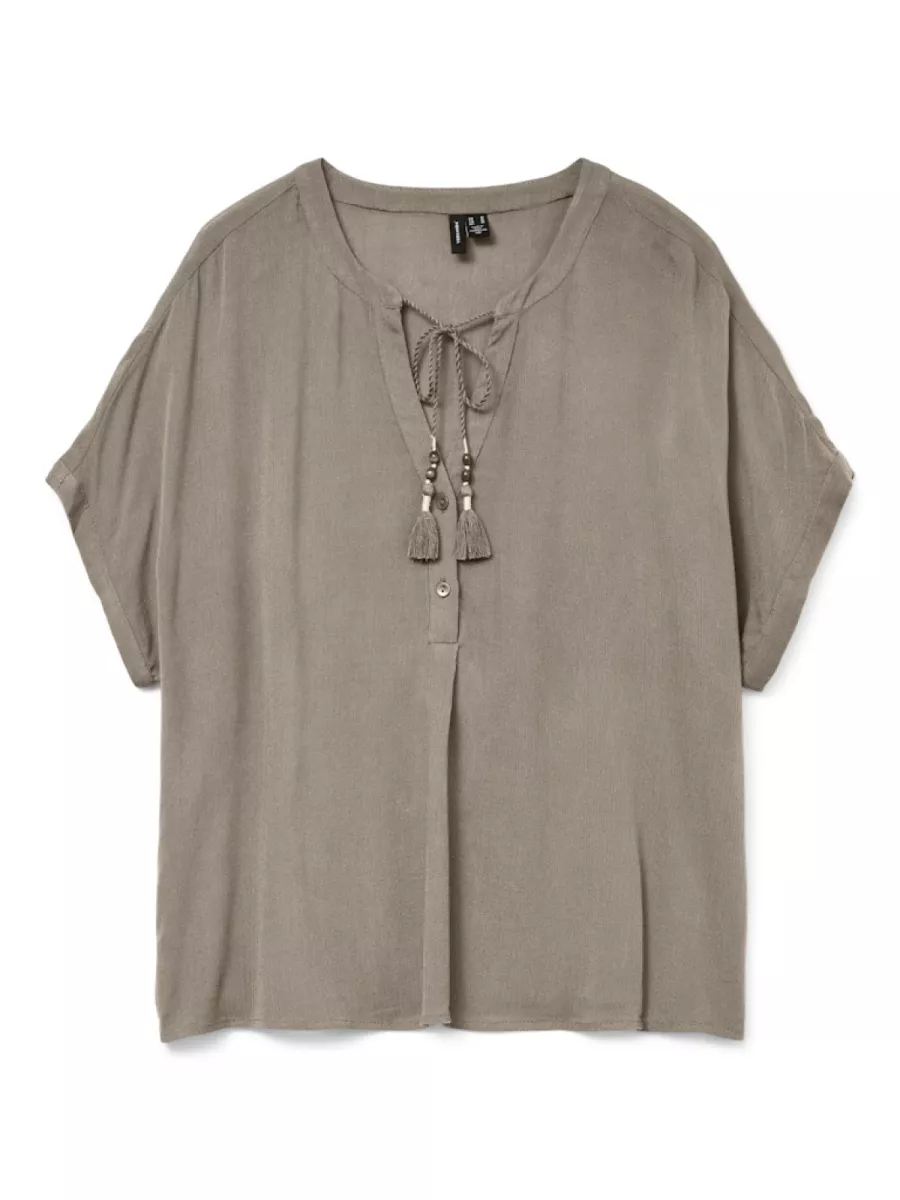 VERO MODA-VMBENTE SS WIDE TOP WVN GA-10329387-Silver Mink-KIT
