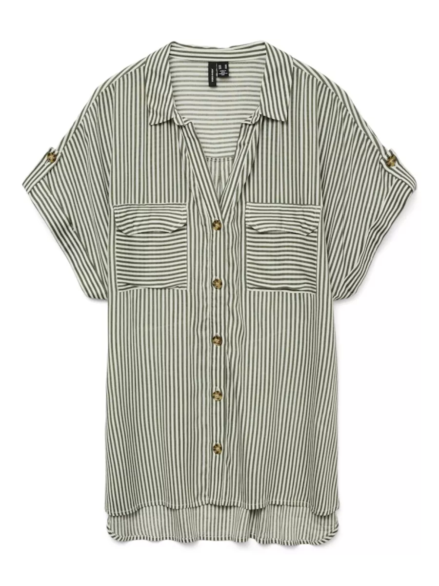 VERO MODA-VMBUMPY SS SHIRT WVN GA NOOS-10310139-Laurel Wreath-GROEN COMBINATIES