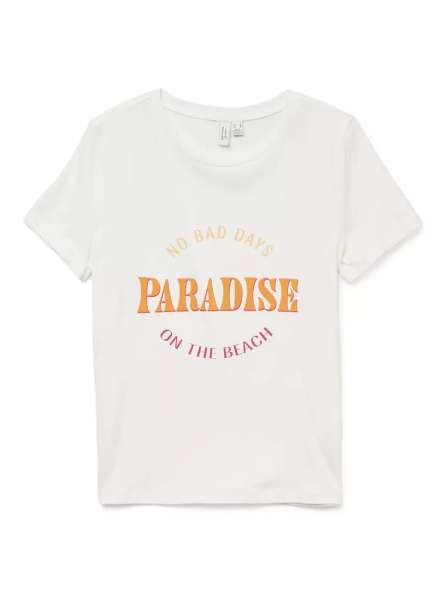 VERO MODA-VMELLA S/S O-NECK T-SHIRT JRS BTQ G-10333613-Paradise-OFF WHITE