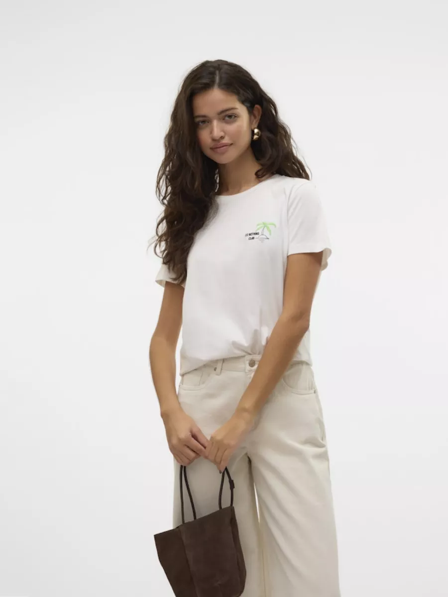 VERO MODA-VMSARA FRANCIS SS TOP BOX JRS-10328157-Cloud Dancer-CREME