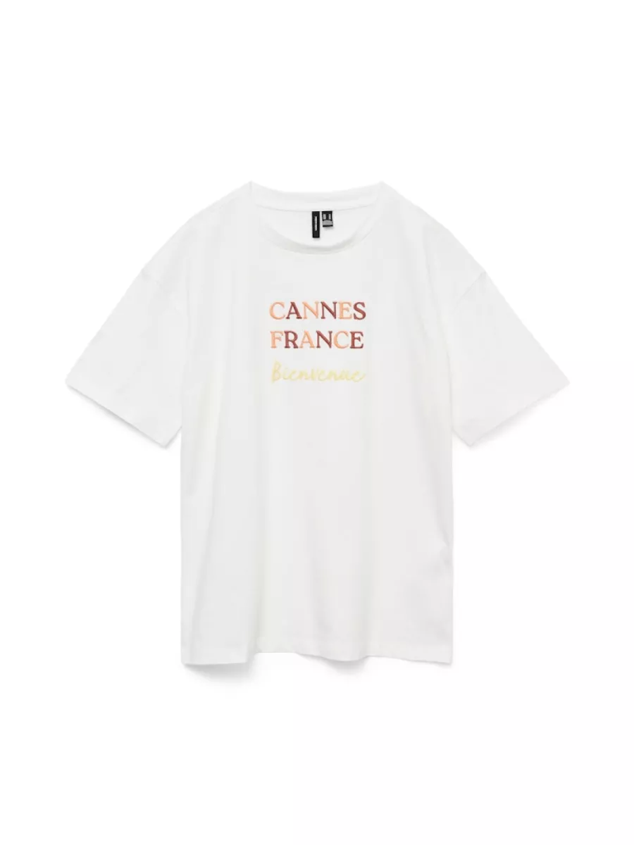 VERO MODA-VMSARA MIA SS TOP BOX JRS SPE GA-10325349-Cannes France-OFF WHITE