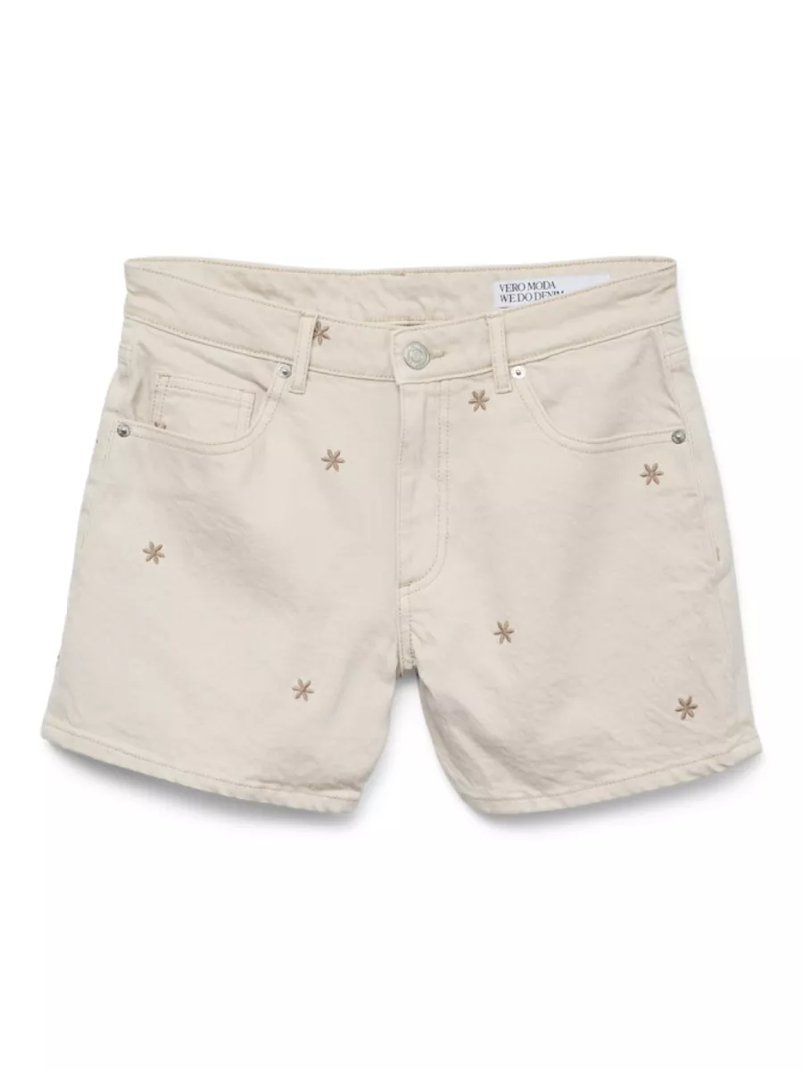 VERO MODA-VMTESS MR ECRU FLOWER SHORTS-10332323-Ecru-ECRU