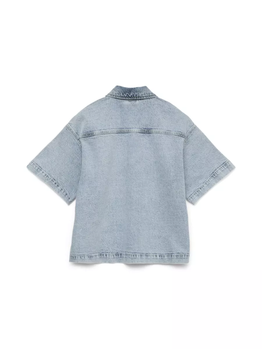 VERO MODA-VMTESSA SS LOOSE DENIM SHIRT GA-10331219-Light Blue Denim-LICHT DENIM